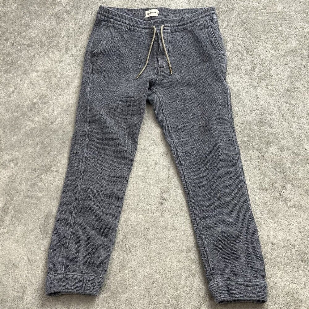 Taylor Stitch Apres Pant Mens M Charcoal Sashiko Waffle Knit Joggers Drawstring